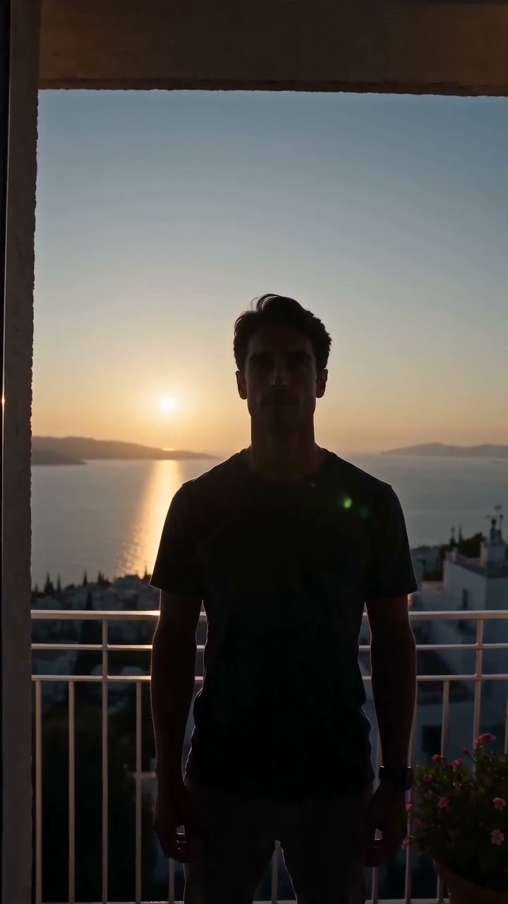 Cinematic 15-second emotional trailer about a tech entrepreneur rebuilding his life in Greece